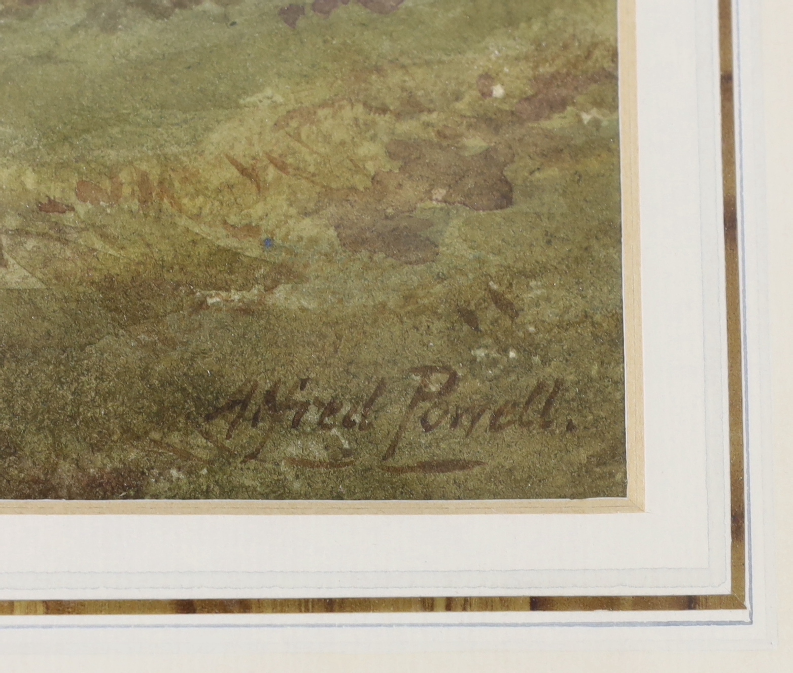 Alfred Powell (fl.1870-1901) watercolour, mountainous landscape with sheep grazing, signed, 73cm x 50cm